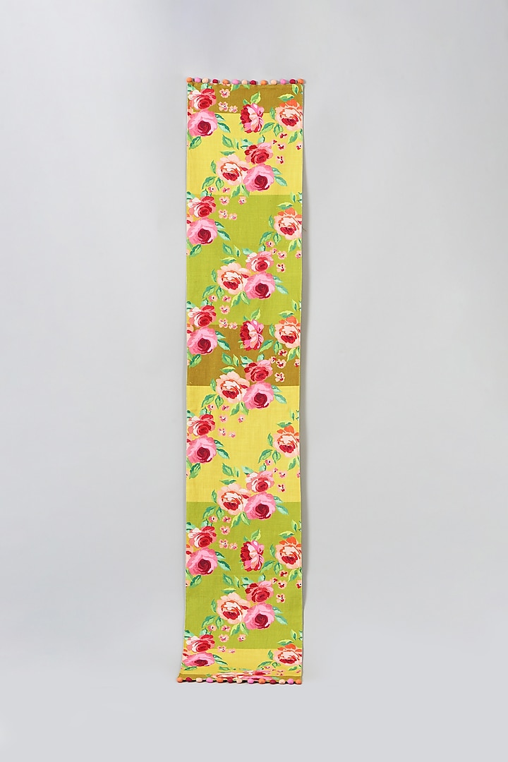 Green Floral Printed Table Runner by Skyyliving
