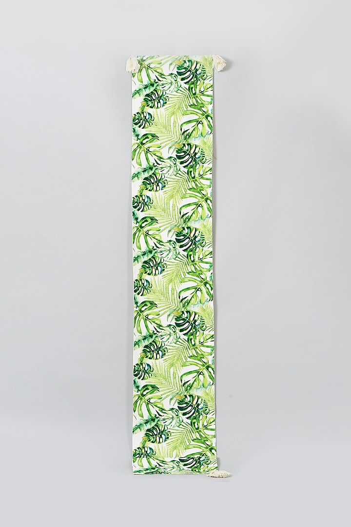 Green Hand Painted Table Runner by Skyyliving