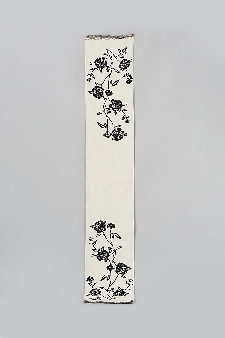 Ivory & Black Floral Table Runner by Skyyliving