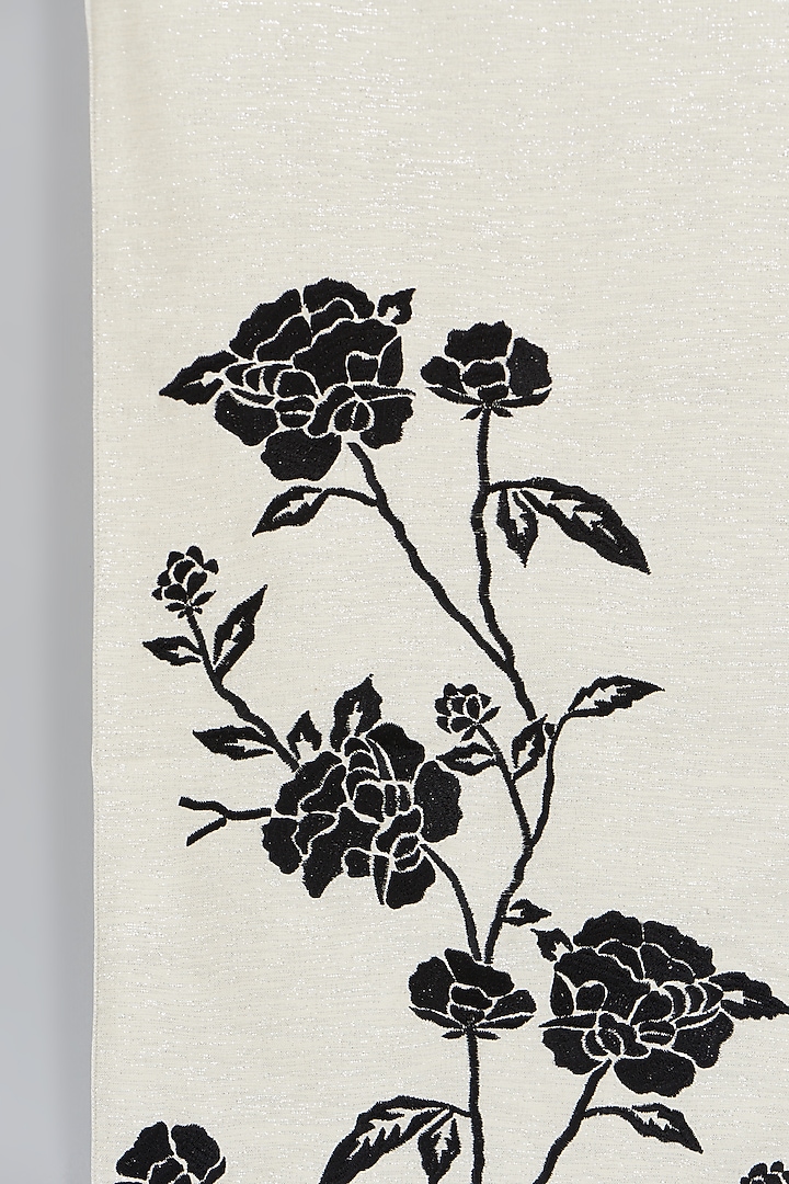 Ivory & Black Floral Table Runner by Skyyliving at Pernia's Pop Up Shop