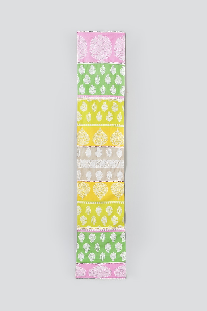 Multi-Colored Block Printed Table Runner by Skyyliving