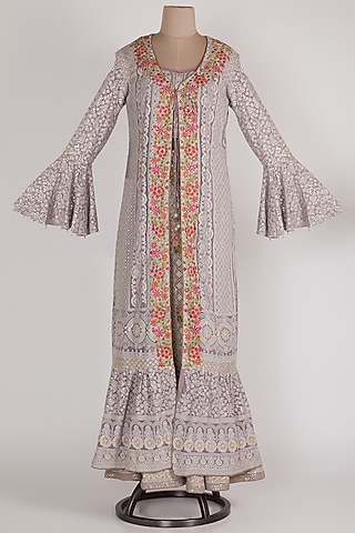 Lilac Lucknowi Jacket Lehenga Set by Sole Affair