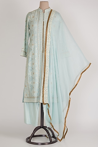 Blue Lucknowi Kurta Set by Sole Affair
