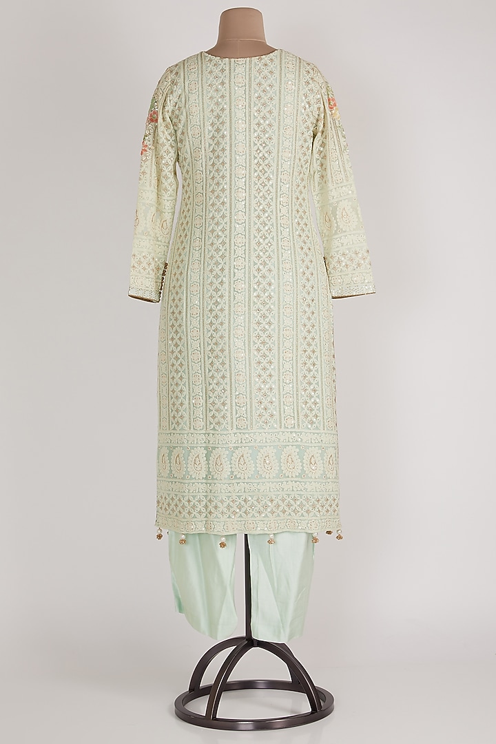 Mint Green Lucknowi Kurta Set by Sole Affair at Pernia's Pop Up Shop