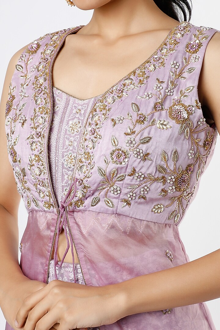 Lilac Lucknowi Jacket Wedding Lehenga Set by Sole Affair at Pernia's Pop Up Shop