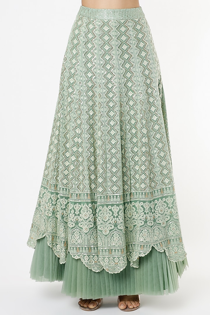 Jade Green Lucknowi Wedding Lehenga Set by Sole Affair at Pernia's Pop Up Shop