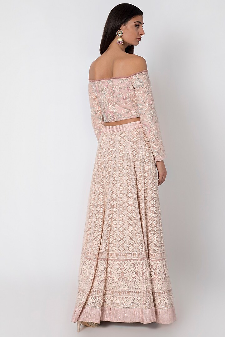 Rose Pink Embroidered Wedding Lehenga Set by Sole Affair at Pernia's Pop Up Shop