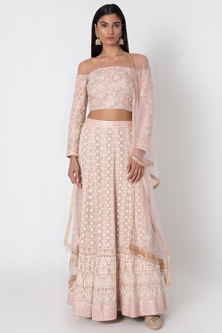 Rose Pink Embroidered Wedding Lehenga Set by Sole Affair at Pernia's Pop Up Shop