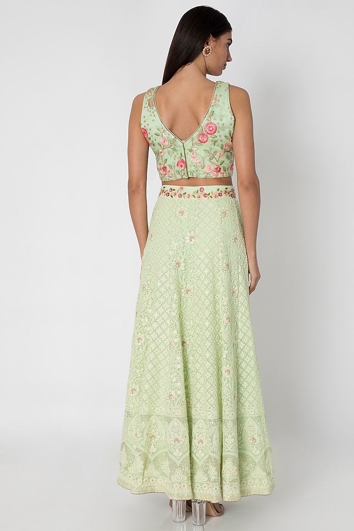 Sea Green Embroidered Wedding Lehenga Set by Sole Affair at Pernia's Pop Up Shop