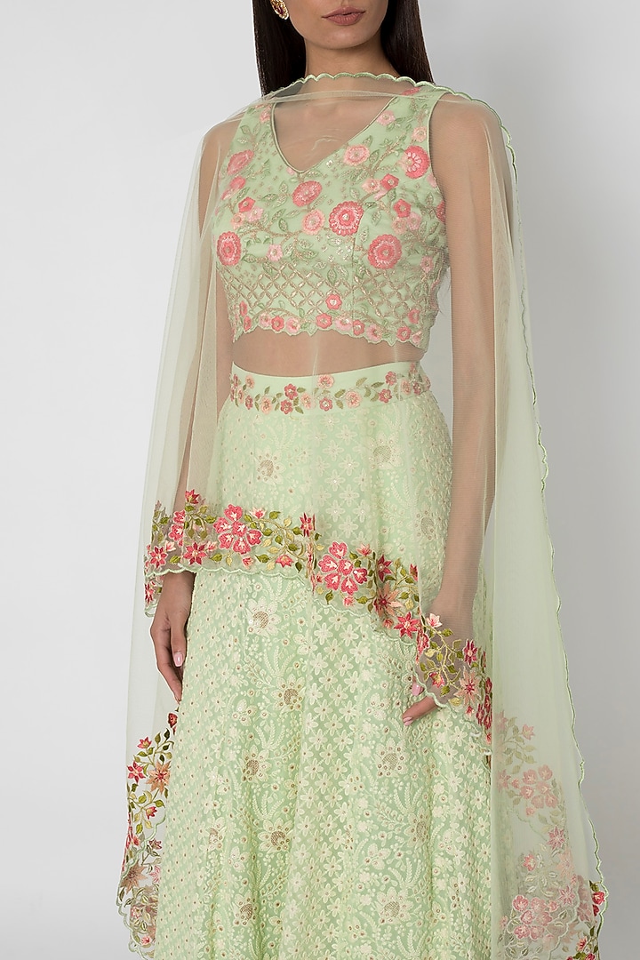 Sea Green Embroidered Wedding Lehenga Set by Sole Affair at Pernia's Pop Up Shop