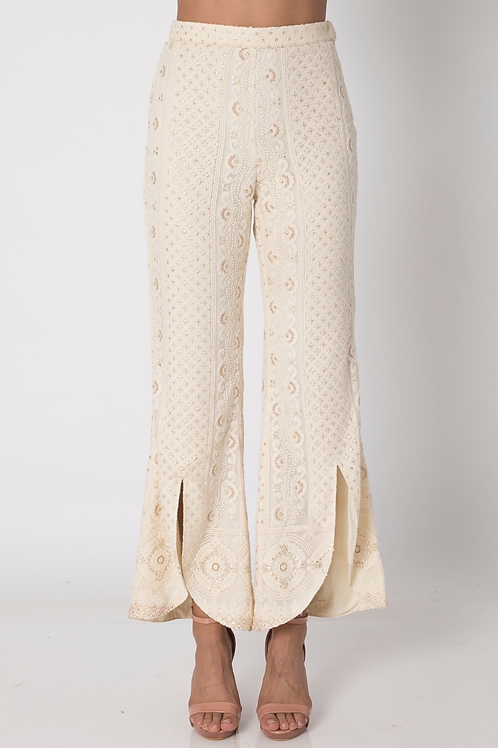 Ivory Embroidered Bustier With Jacket & Pants by Sole Affair at Pernia's Pop Up Shop
