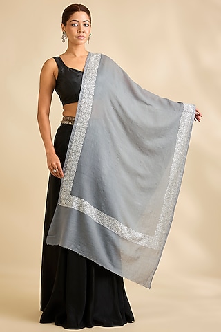 Light Grey Woolen Stole by SONNET