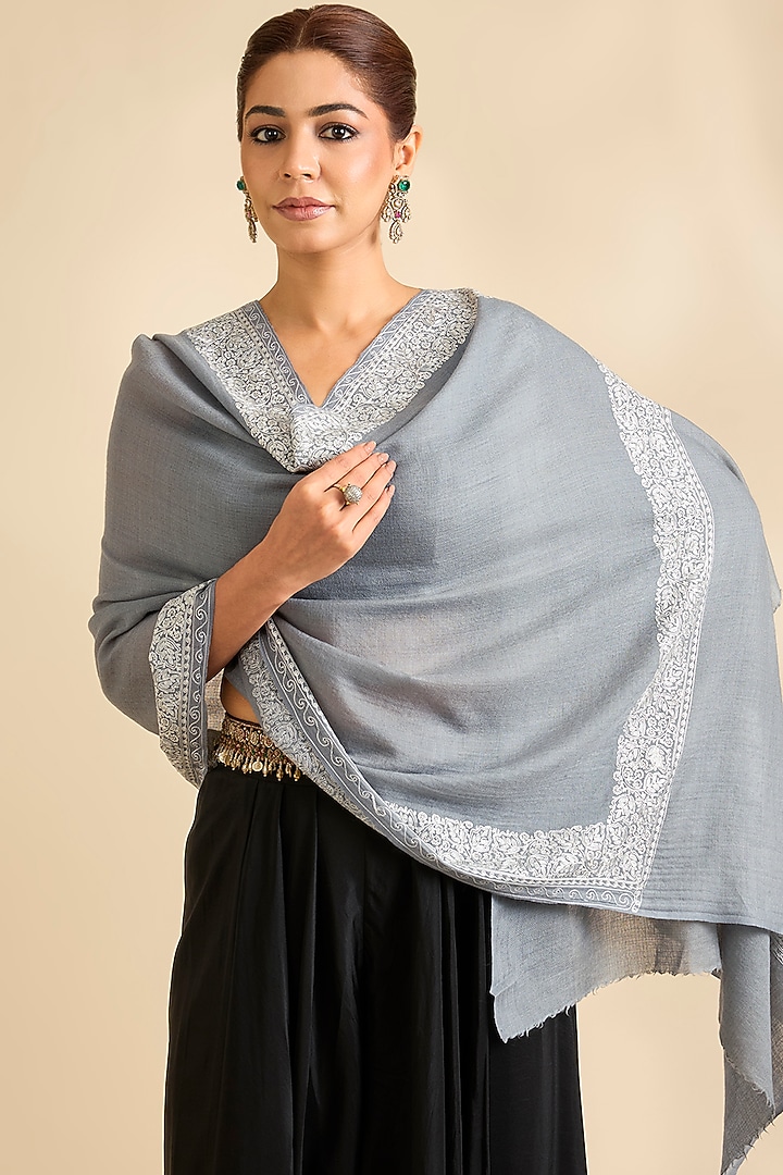 Light Grey Woolen Stole by SONNET at Pernia's Pop Up Shop