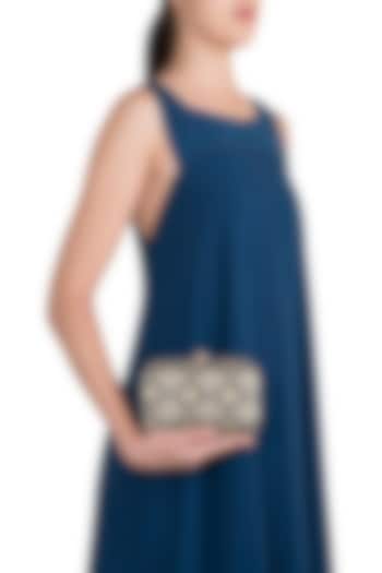 Dark Blue Brocade Clutch by SONNET at Pernia's Pop Up Shop