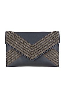 Navy Blue Embroidered Envelope Clutch Design by SONNET at Pernia's Pop ...