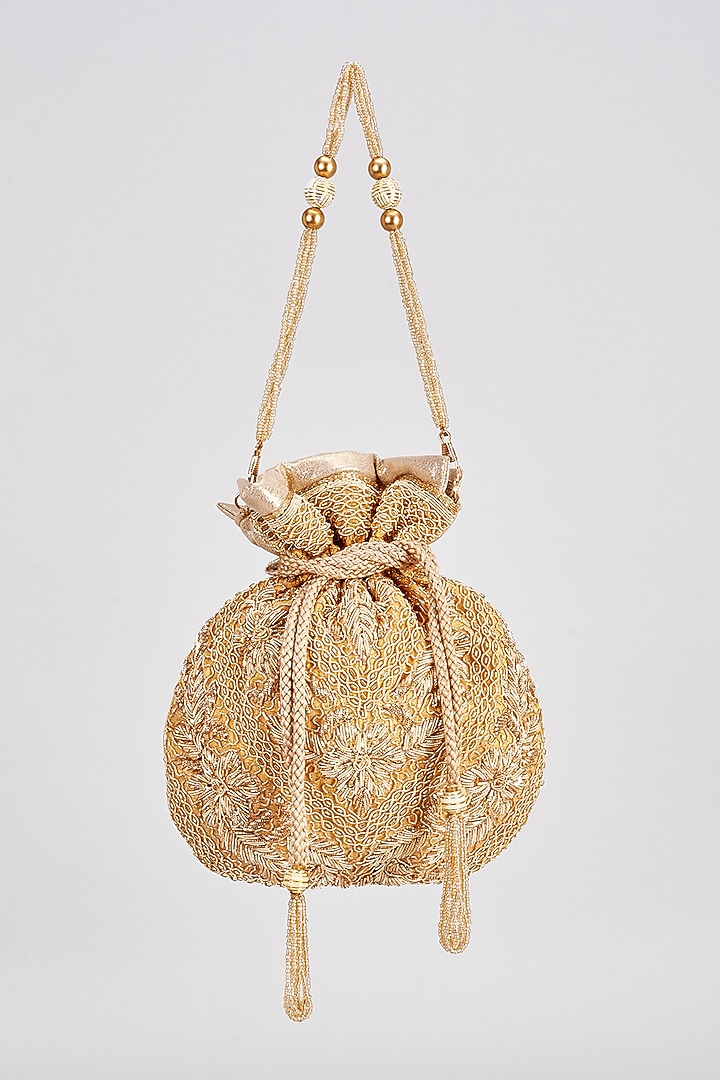 Golden Zardosi Embellished Potli by Sonnet at Pernia's Pop Up Shop