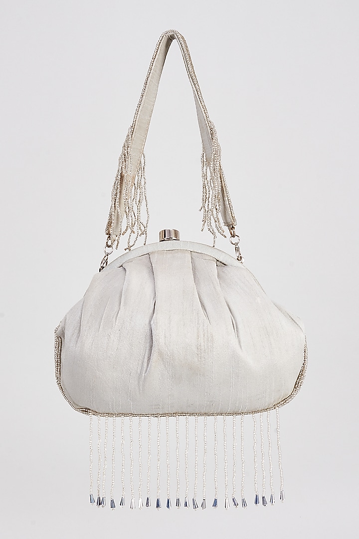 Silver Satin Sequins Clutch by Sonnet at Pernia's Pop Up Shop