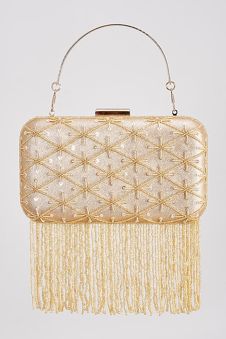 Golden Satin Sequins Clutch by Sonnet at Pernia's Pop Up Shop