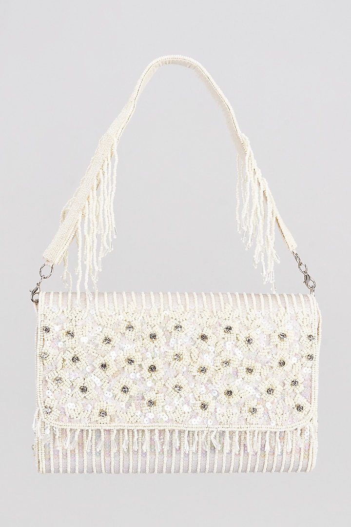 White Sequins & Beaded Clutch by Sonnet at Pernia's Pop Up Shop
