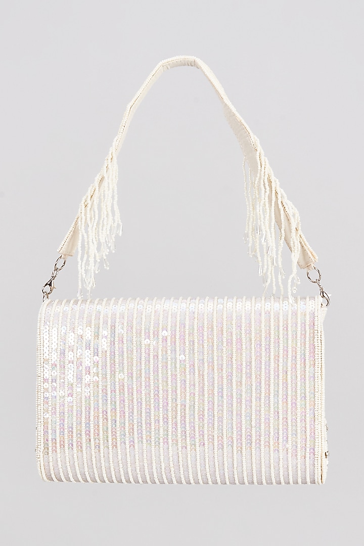White Sequins & Beaded Clutch by Sonnet at Pernia's Pop Up Shop