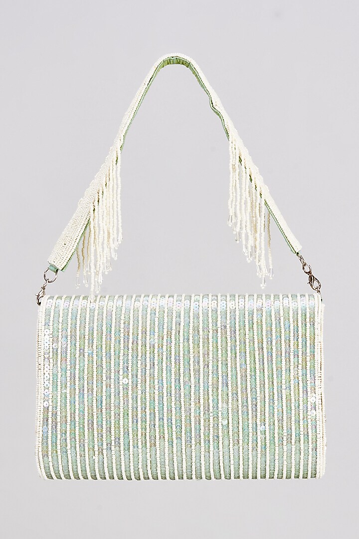Mint Green Sequins & Beaded Clutch by Sonnet at Pernia's Pop Up Shop