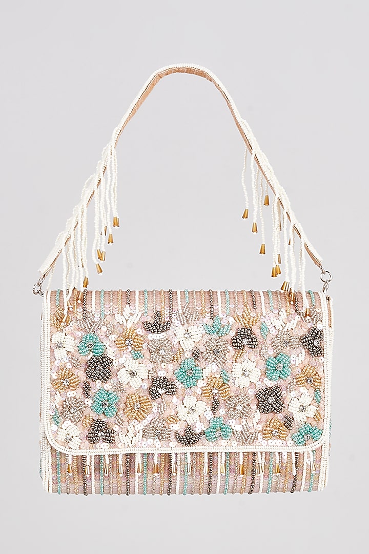 Multi-Colored Raw Silk Sequins & Beaded Clutch by Sonnet at Pernia's Pop Up Shop