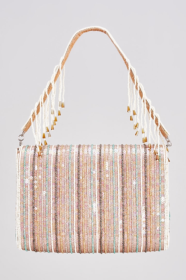 Multi-Colored Raw Silk Sequins & Beaded Clutch by Sonnet at Pernia's Pop Up Shop
