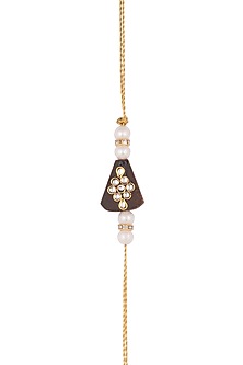 Gold Finish Pearl Embellished Rakhi by SONNET-POPULAR PRODUCTS AT STORE