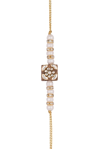 Gold Finish Kundan Rakhi by SONNET