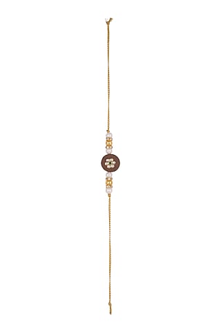Gold Finish Pearl Rakhi by SONNET