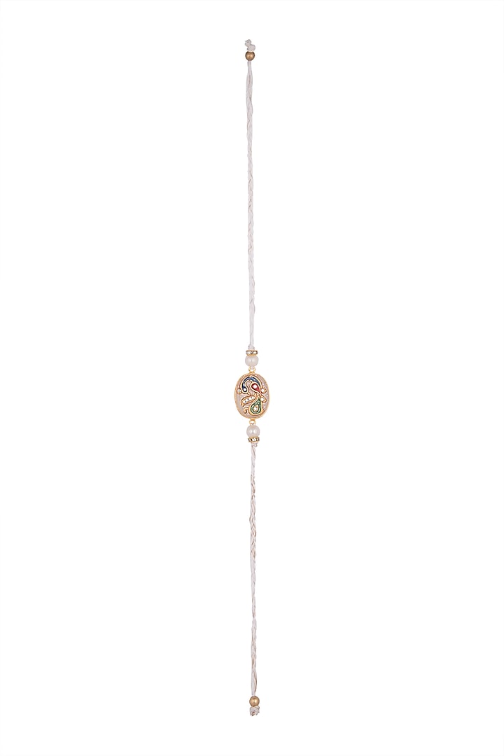 White Hand Painted Tanjore Rakhi by SONNET