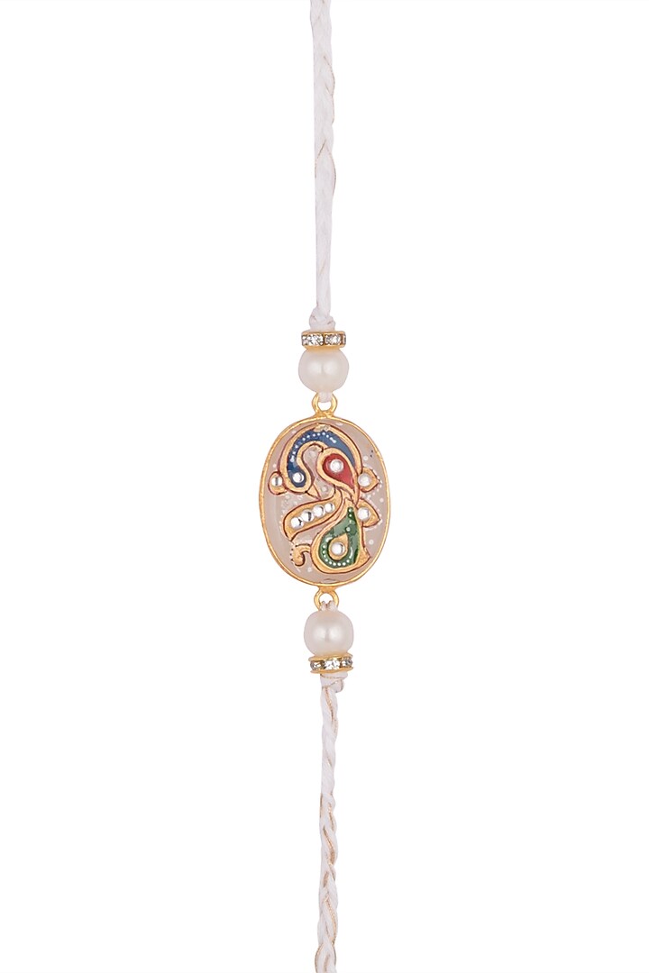 White Hand Painted Tanjore Rakhi by SONNET