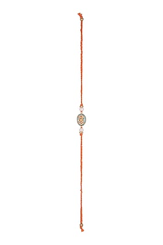 Orange Hand Painted Tanjore Rakhi by SONNET