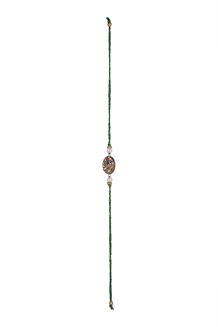 Green Hand Painted Tanjore Rakhi by SONNET