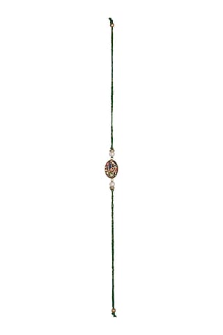 Green Hand Painted Tanjore Rakhi by SONNET