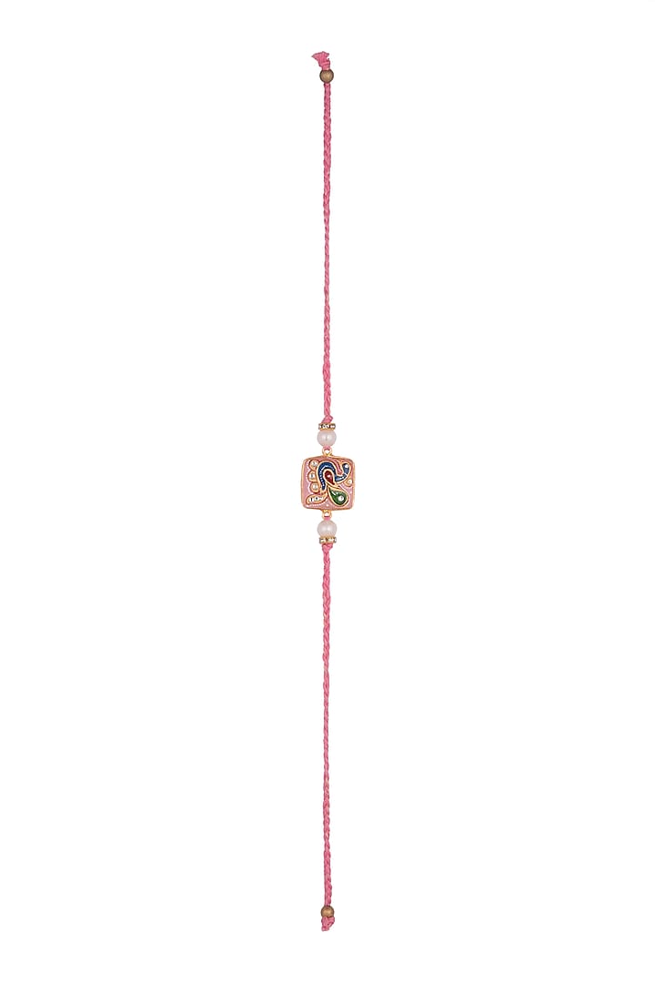 Pink Hand Painted Tanjore Rakhi by SONNET