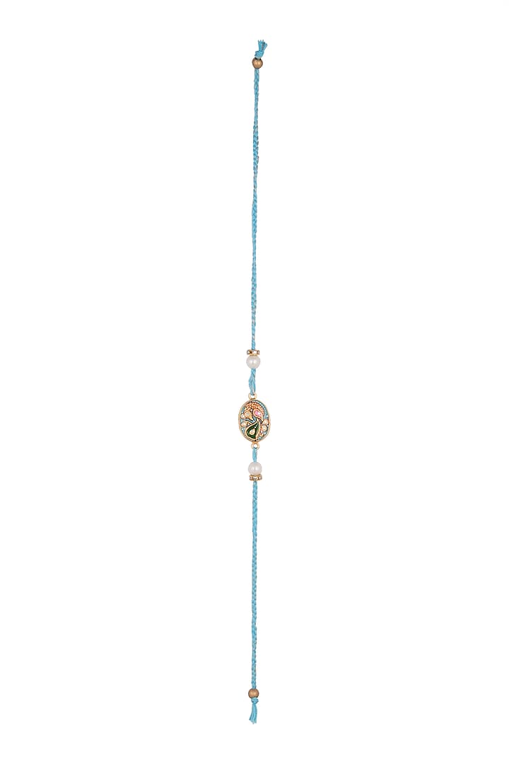 Blue Hand Painted Tanjore Rakhi by SONNET