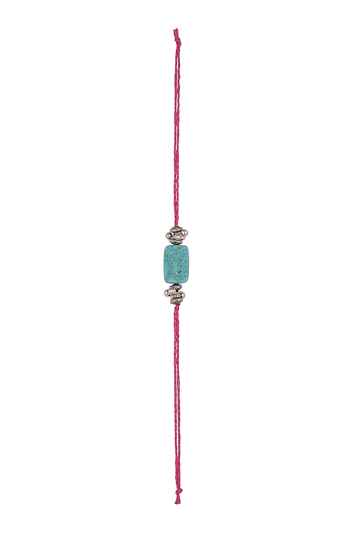 Pink Carved Turquoise Bead Rakhi by SONNET