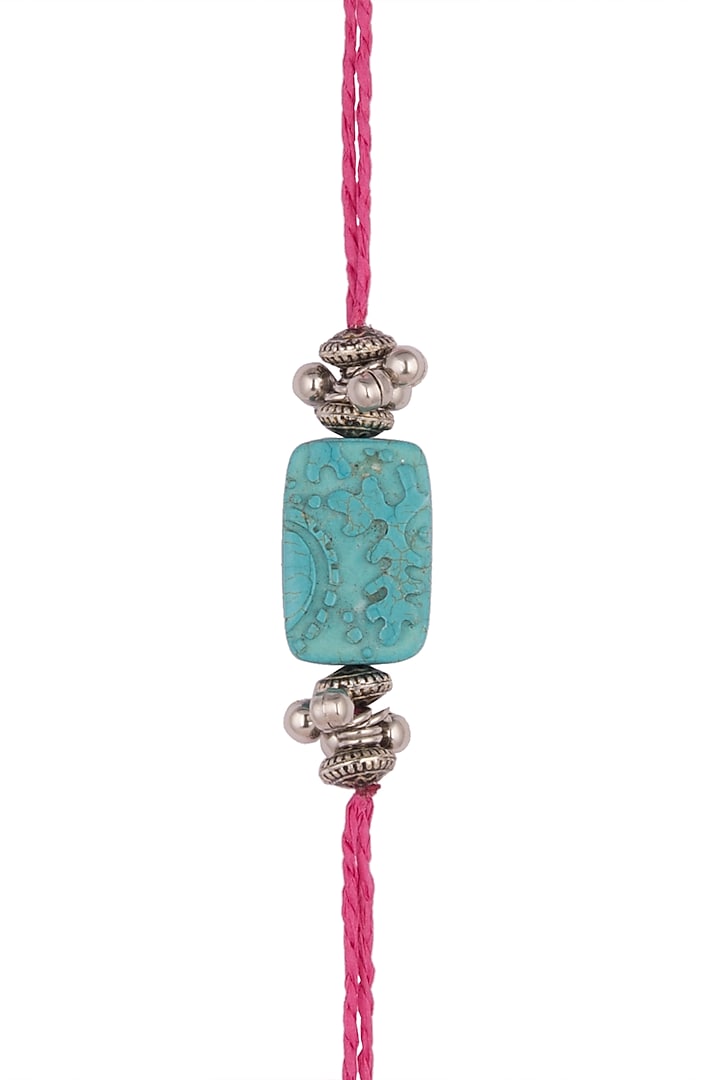 Pink Carved Turquoise Bead Rakhi by SONNET