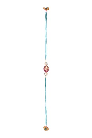 Blue Hand Painted Tanjore Bead Rakhi by SONNET
