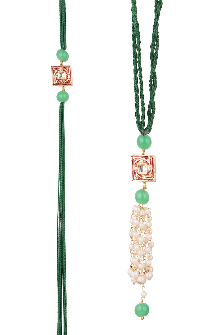 Gold Finish Kundan Enameled Rakhi & Lumba Set by SONNET at Pernia's Pop Up Shop