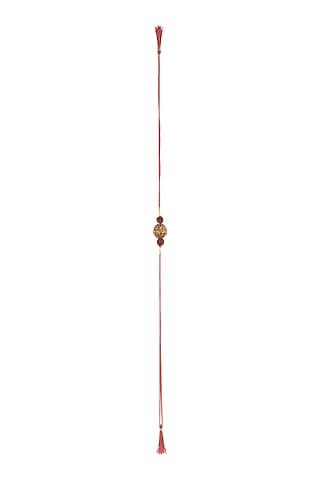 Oxidised Golden Bead & Rudraksh Strund Rakhi by SONNET