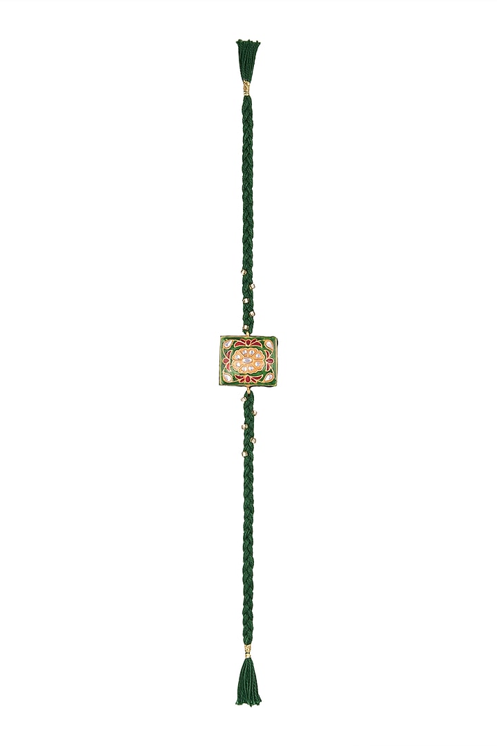 Gold Finish Kundan Enameled Rakhi by SONNET at Pernia's Pop Up Shop