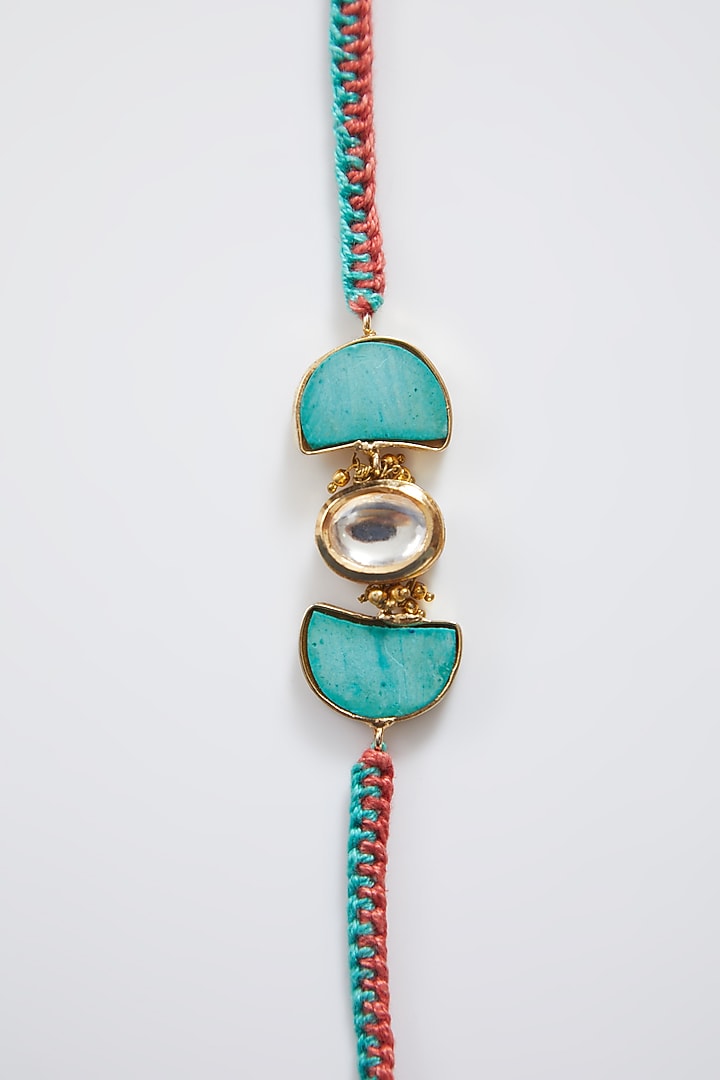 Gold Finish Floral Rakhi by Sonnet at Pernia's Pop Up Shop