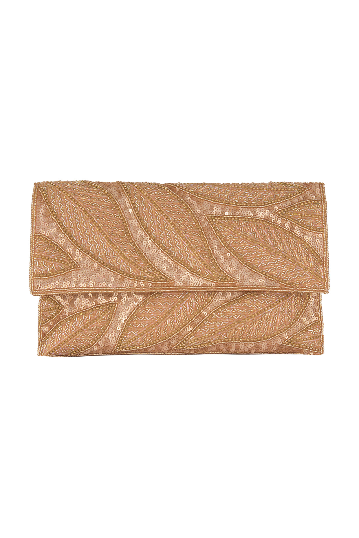 Rose Gold Embroidered Satin & Silk Clutch by SONNET