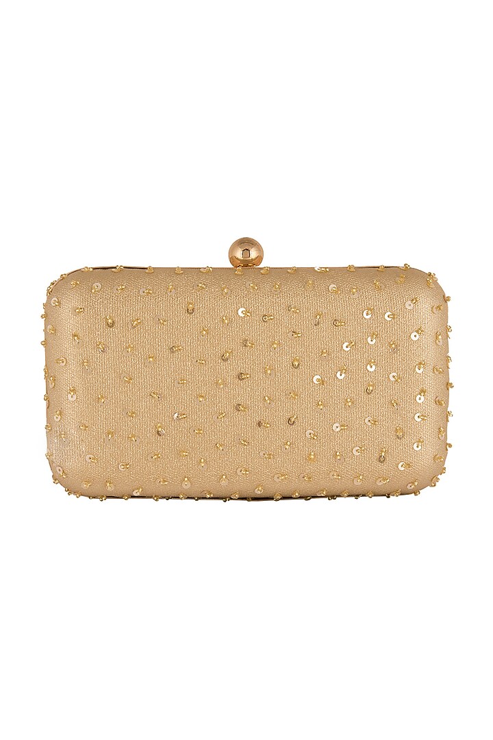Gold Embroidered Satin Clutch by SONNET at Pernia's Pop Up Shop
