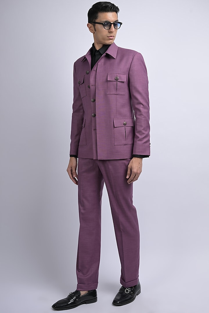 Mauve Terene & Rayon Suit Set by SUHAIL HAFEEZ