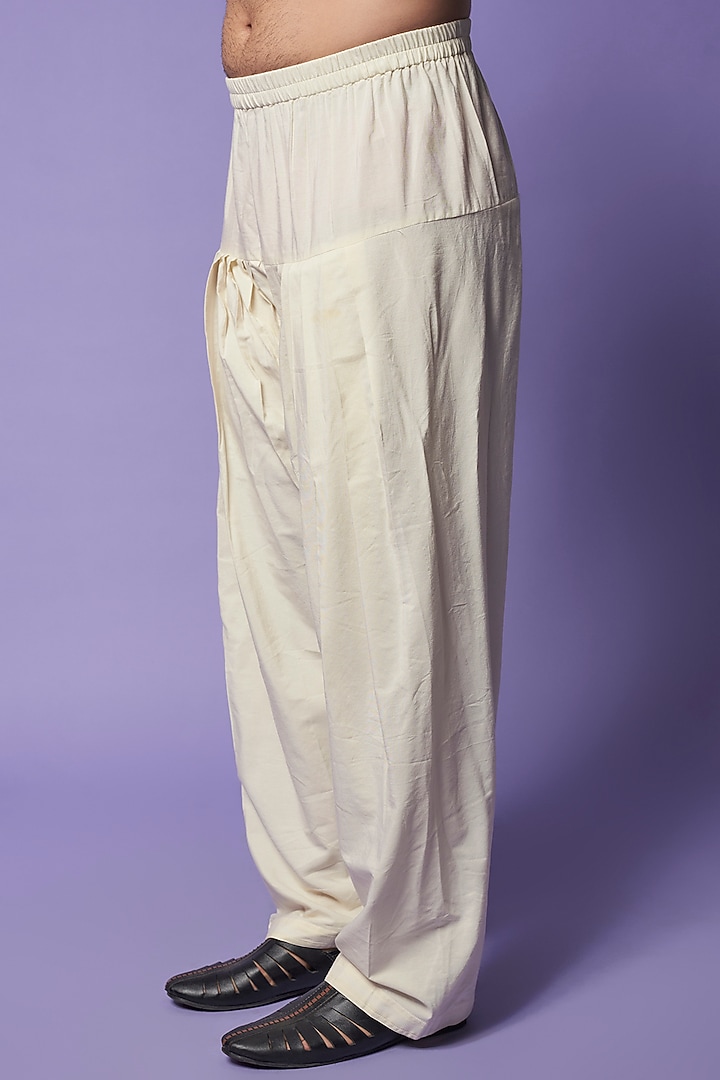 Yellow Cotton Mirror Embroidered Kurta Set by SUHAIL HAFEEZ at Pernia's Pop Up Shop