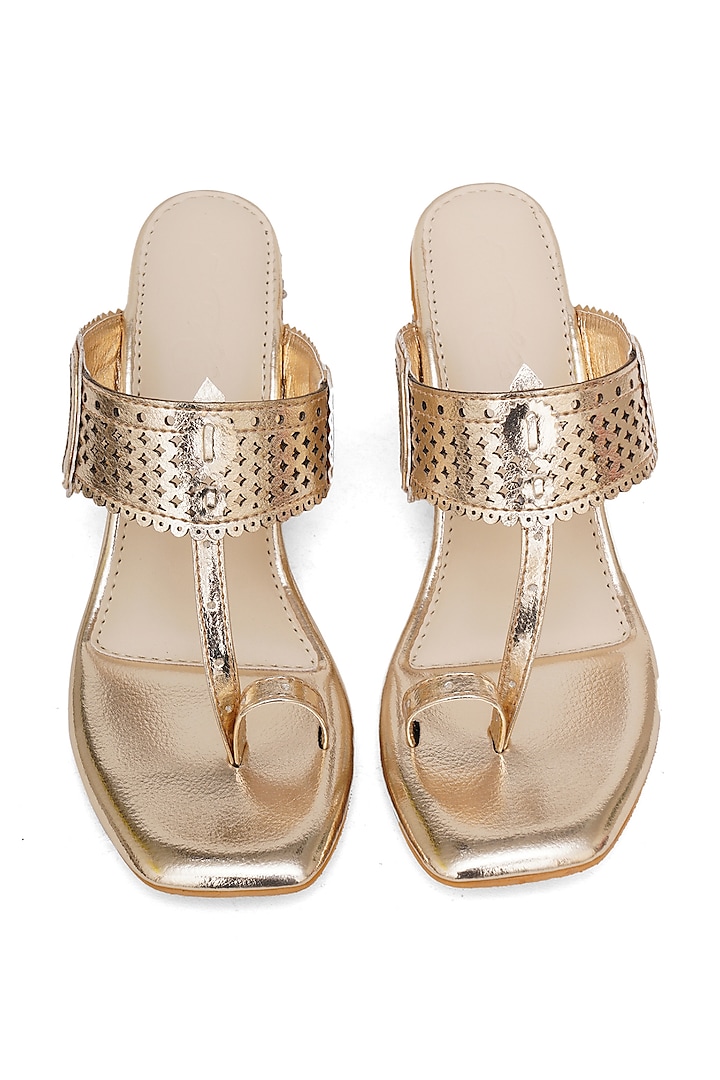 Gold Faux Leather Heels by Sole House