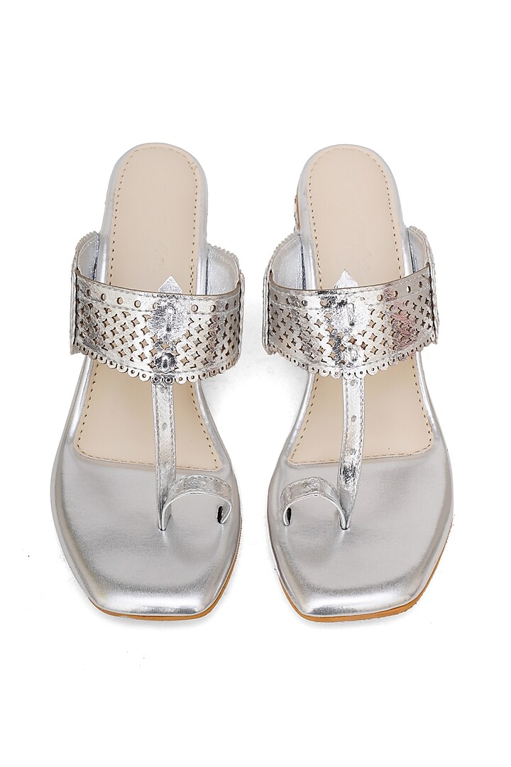 Silver Faux Leather Heels by Sole House